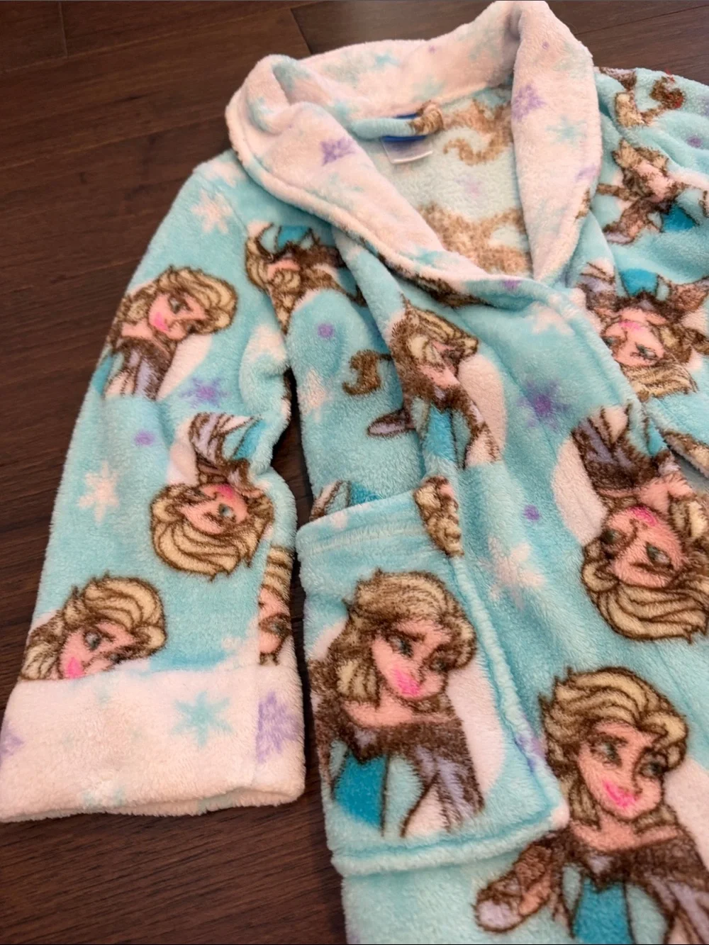 DISNEY Frozen: Girl's Blue & White Elza Bathrobe, Size 6 - C34-114
